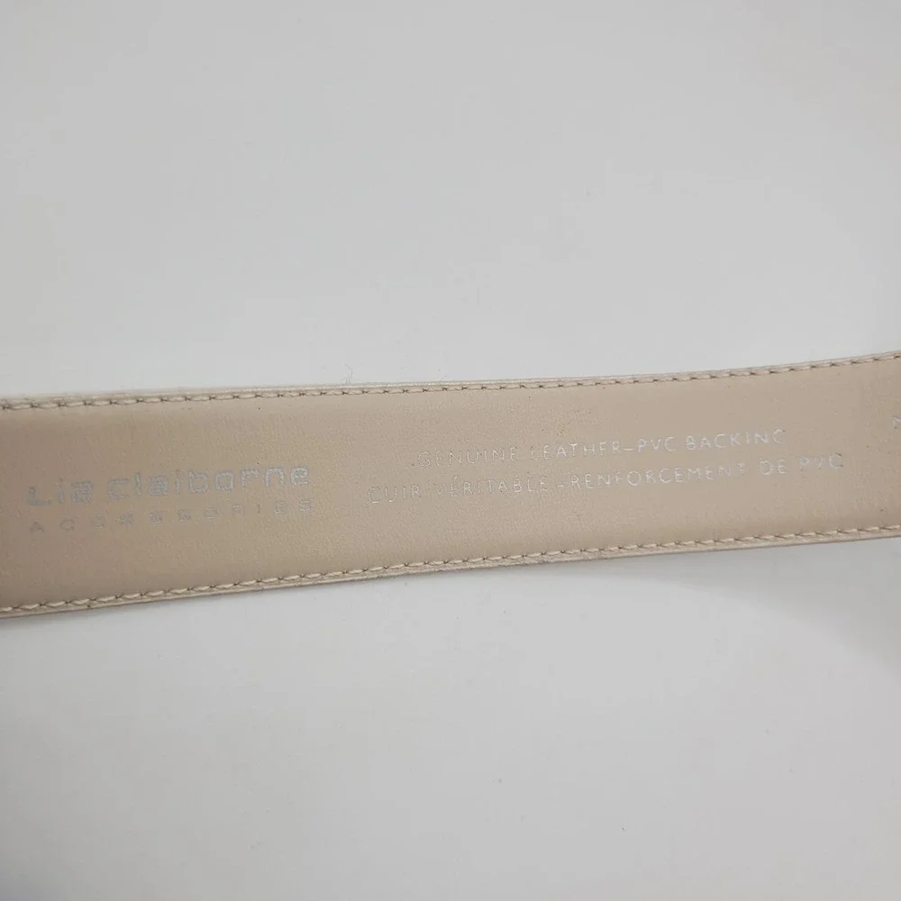 Vintage Liz Claiborne Belt Med White Leather 90s Preppy Quiet Luxury Minimalist